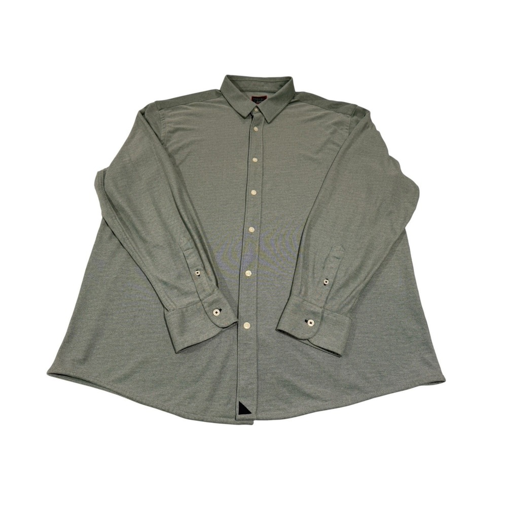 UNTUCKit Men's XXL Sage Green Coolmax Cotton Blend Long Sleeve Button Down Shirt